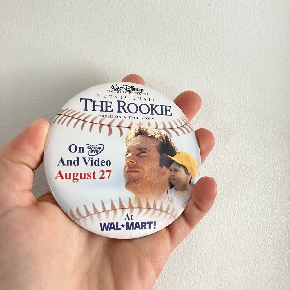 Vintage‎ 90s Disney The Rookie DVD VHS Movie Promo Pin Button Broach Round